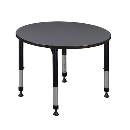 Kee Round Classroom Tables, 42 W, 42 L, 23-34 H, Wood, Metal, Grey TB42RNDGYAPBK